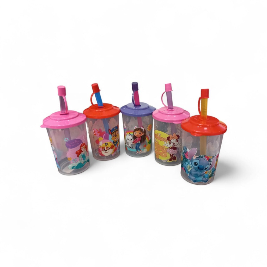 VASO BAJO C/SORBETE  y TAPA STITCH